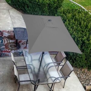 AMMSUN 6.6 x 4.3ft Rectangular Patio Umbrella Small Table Umbrella Outdoor Patio Steel Pole and Ribs, Grey