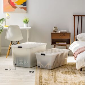 IRIS USA 5Pack 68qt/17gal Clear View Plastic Storage Bin with Lid