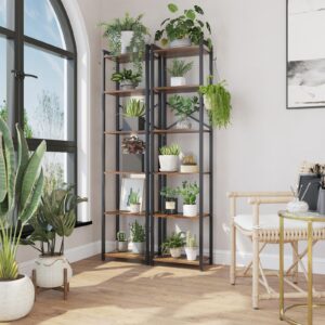 YMYNY Bookshelf, 6-Tier Ladder Shelf Organizer, Narrow Shelving Unit, Corner Storage Racks, Large Capacity Bookcase, for Home Office Living Room Balcony Bathroom, Metal Frame,HBC001H