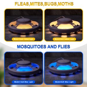 Kittmip 4 Pcs Flea Traps with 8 Sticky Discs for Inside Your Home Bug Killer Safe Flea Light Trap Safe to Pets Mosquito Trap Gnat Traps for UV Night Light Bug Catcher Attractant(White)