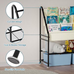 ORLESS Kids Bookcases Freestanding Book Shelf for Kids Rooms, Bedroom, Children Bookcase Toy Storage Metal Black Cabinets Shelves