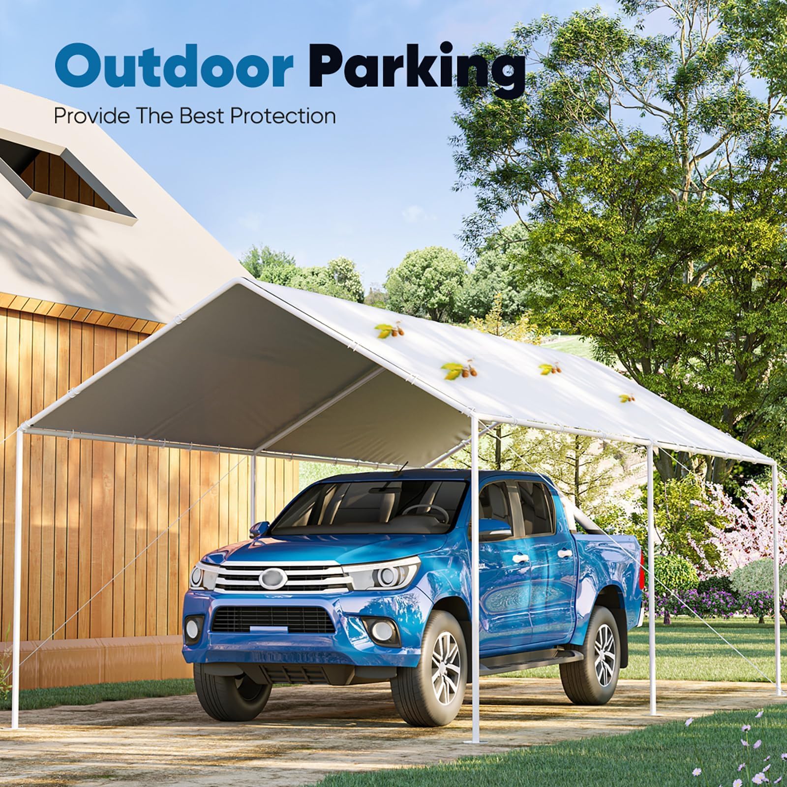 Quictent 10x20 ft Heavy Duty Carport Car Canopy Garage Outdoor Boat Shelter Party Tent-White