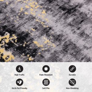 Rugshop Contemporary Abstract Splash Non Shedding Soft Ideal for Living Room,Bedroom,Kitchen Area Rug 5' x 7' Yellow