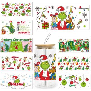 gygot 9 sheets christmas uv dtf cup wrap transfer for glass 16 oz,christmas rub on transfers for crafts,waterproof uv dtf transfer stickers for cups furniture wood, 9.5x4.3 in