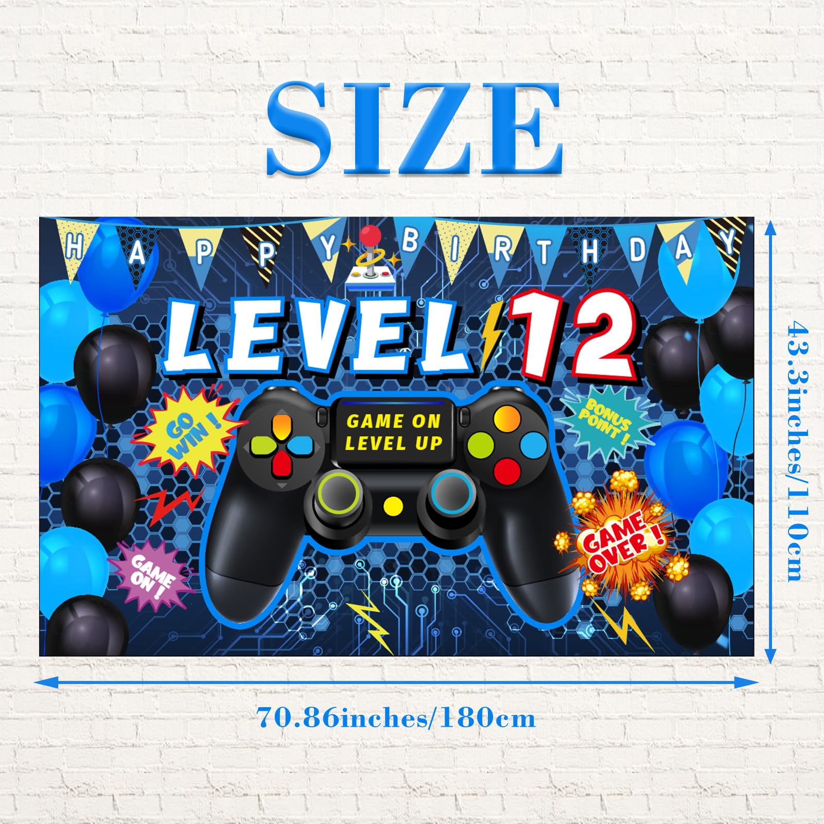 Vlipoeasn 12th Birthday Decorations for Boys 12th Video Game Birthday Decorations 12 Birthday Video Game Backdrop 12 Birthday Backdrop for Boys