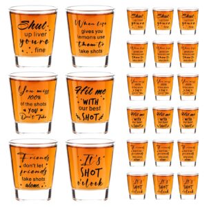 kolewo4ever 24 pieces funny friends shot glasses funny friends shot glasses clear shot glass cups with heavy base for adult small glass shot cups 1.75 oz shot glass for best friends (style-1)