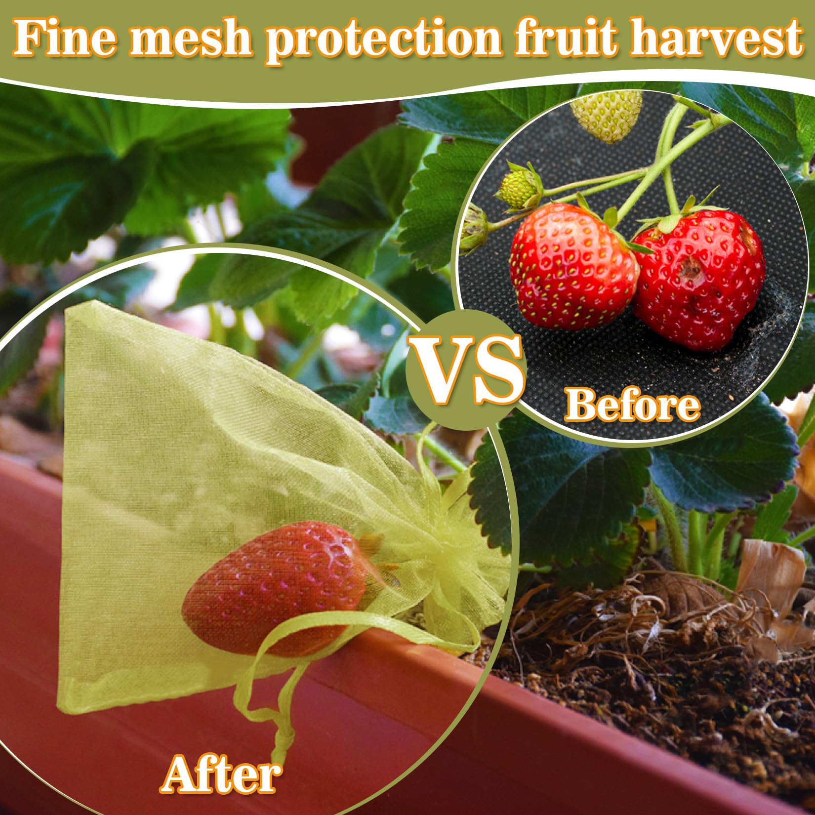 Sukh 50PCS Fruit Protection Bags - 6"x8" Fruit Cover for Fruit Tree Netting Fruit Nets to Protect Fruit Mesh Fruit Bags Organza Bags Green Net Bags for Fruits & Vegetables Reusable