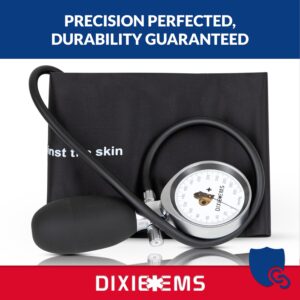 Dixie EMS BP Cuff, Aneroid Professional Sphygmomanometer, Precise Monitoring Blood Pressure Cuff Manual for Adults - Black