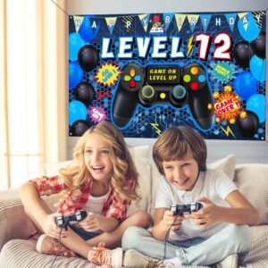 Vlipoeasn 12th Birthday Decorations for Boys 12th Video Game Birthday Decorations 12 Birthday Video Game Backdrop 12 Birthday Backdrop for Boys