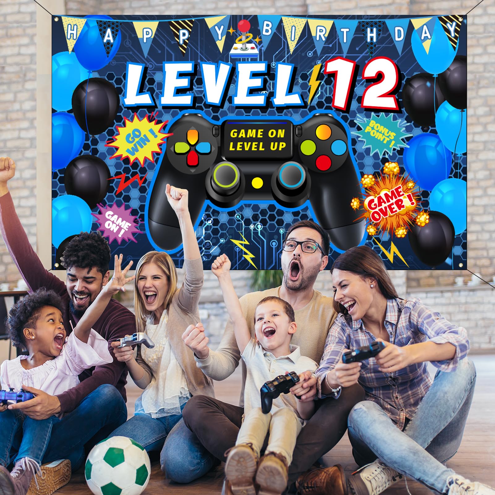 Vlipoeasn 12th Birthday Decorations for Boys 12th Video Game Birthday Decorations 12 Birthday Video Game Backdrop 12 Birthday Backdrop for Boys