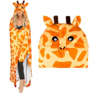 moyel giraffe gifts for women funny giraffe blanket hoodie fluffy animal wearable blanket hooded cute giraffe gifts for kids teen girls boys adults