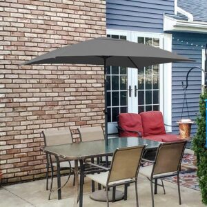 AMMSUN 6.6 x 4.3ft Rectangular Patio Umbrella Small Table Umbrella Outdoor Patio Steel Pole and Ribs, Grey