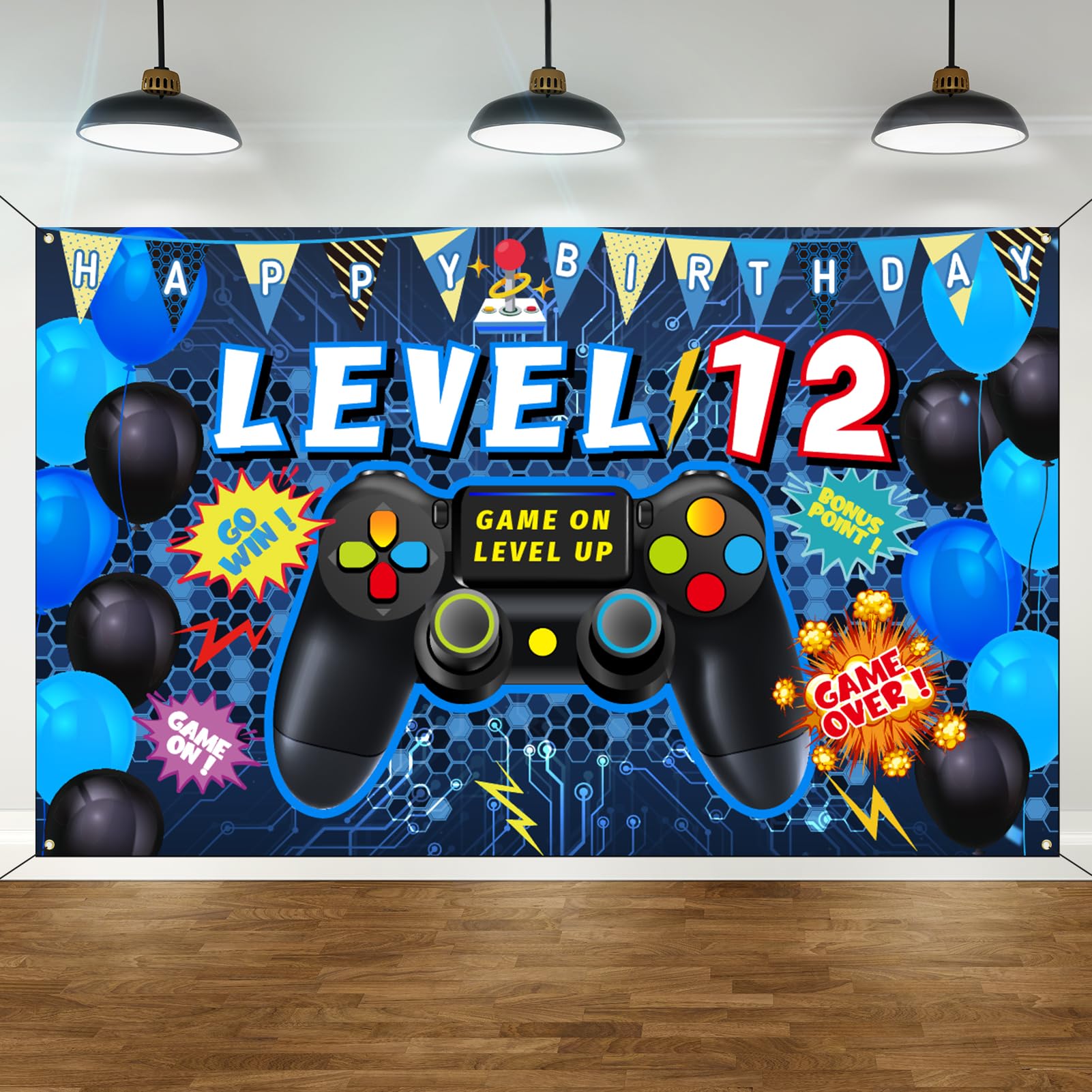 Vlipoeasn 12th Birthday Decorations for Boys 12th Video Game Birthday Decorations 12 Birthday Video Game Backdrop 12 Birthday Backdrop for Boys