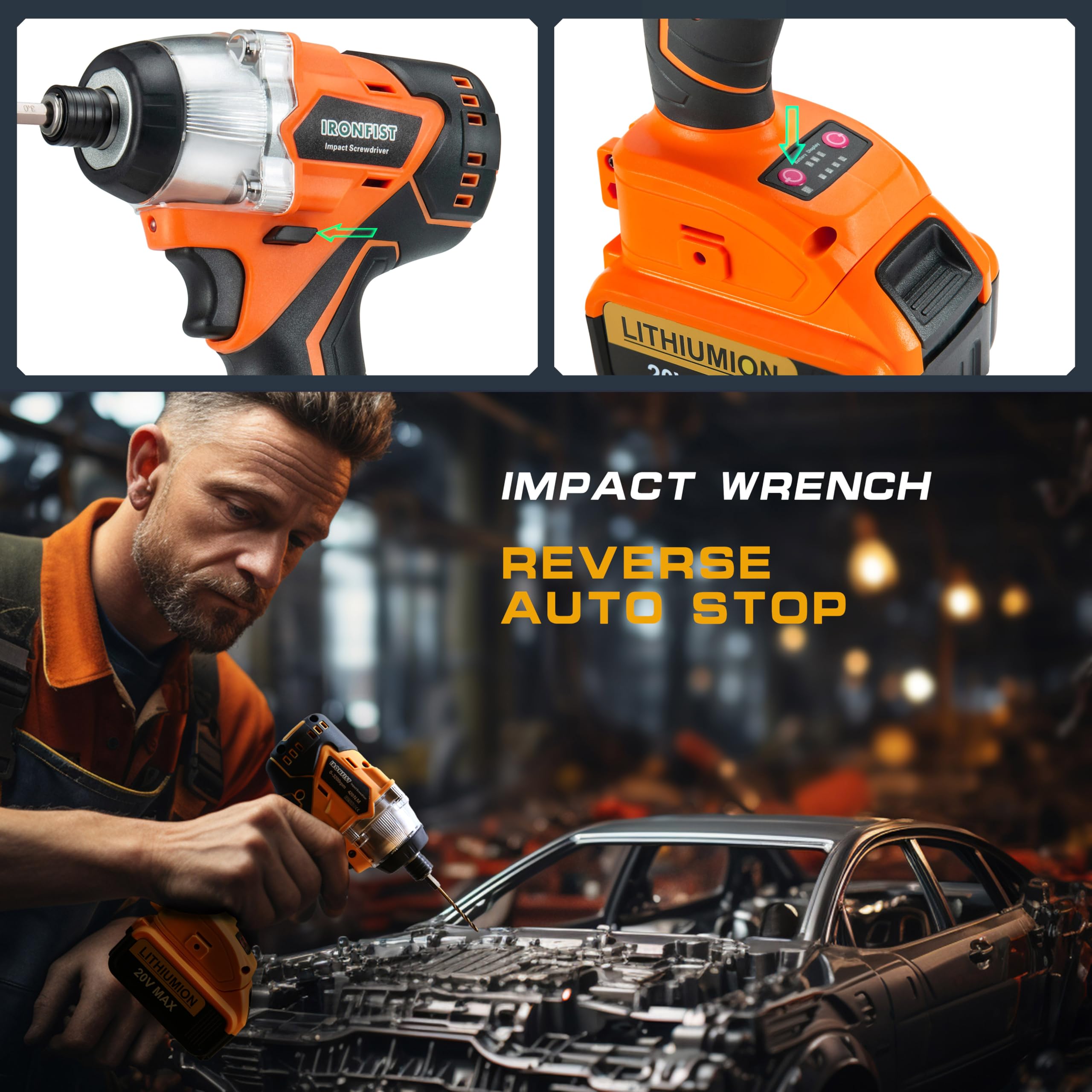 IRONFIST Impact Driver for DEWALT 20V Batteries, Brushless Motor Power Impact Screwdriver Drill with Cordless Design, 420Nm Torque (NO BATTERY)