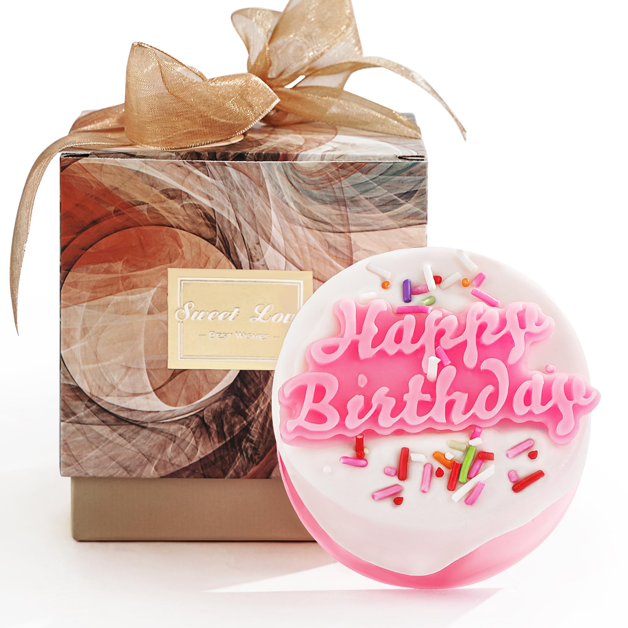 Glehaven Birthday Candles Happy Birthday Gift for Women.Pure Soy Scented Birthday Candle.Unique Candles for Women Birthday Candles for Cake Gift- Pink