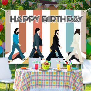 Rock N Roll Happy Birthday Banner Backdrop Musical Artist Music Album Cover Theme Background Decor for Vocalist Drummer Guitarist Bassist Birthday Party Favors Decorations Supplies 70.8x47.2in-BECKTEN