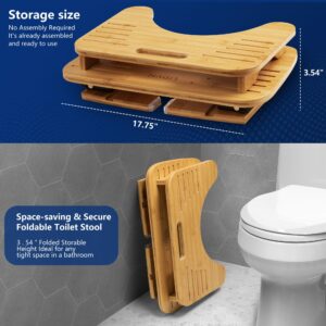 Double-Layer Toilet Stool Squat Adult and Kids 7 Inches & 9 Inches Poop Stool for Bathroom,Toilet Foot Stool Foldable,Bamboo Toilet Step Stool,Sturdy & Non-Slip