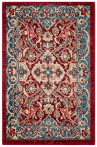 safavieh kashan collection area rug - 2' x 3', red & blue, traditional oriental design, non-shedding & easy care, ideal for high traffic areas in living room, bedroom, dining (ksn307q-2)