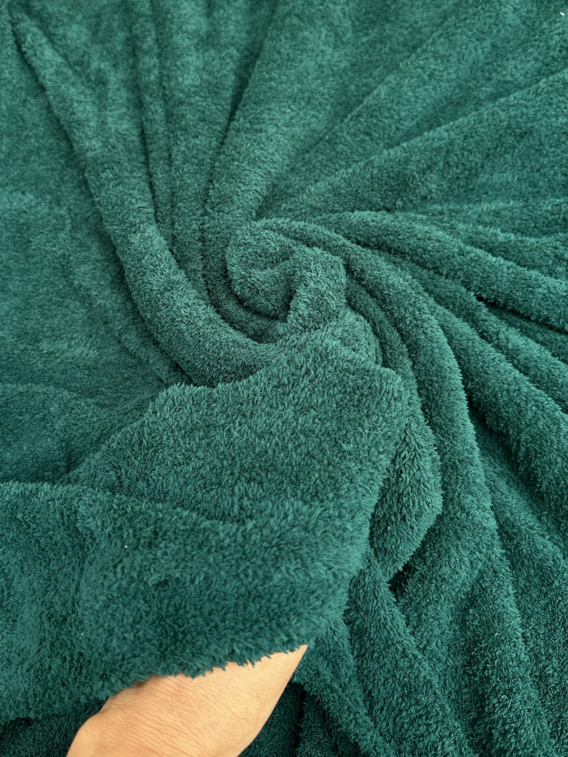 Plush Organic Terry Cloth Knit Fabric: Ideal for Sweaters, Bathrobes, and More - 60-Inch Width - 1 Yard of French Terry Cloth by The Yard (Hunter Green)