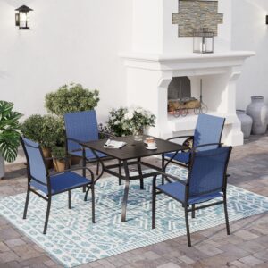 SUNSHINE VALLEY 4 Piece Patio Chairs, Outdoor Dining Chairs for 4,Garden Backyard Lawn Yard Furniture, Blue Stable Patio Dining Chairs Steel Frame with Textilene Fabric Chair.