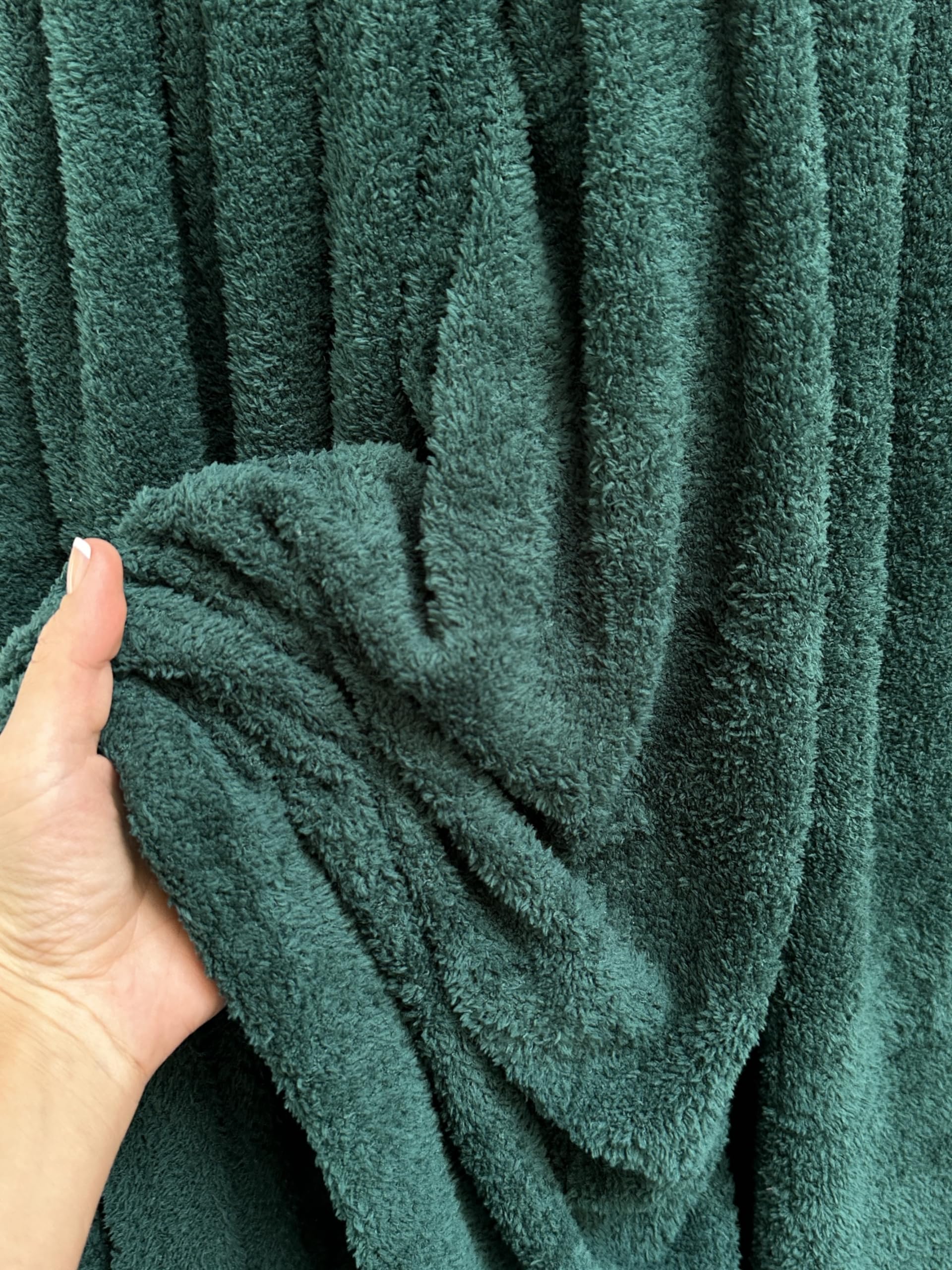 Plush Organic Terry Cloth Knit Fabric: Ideal for Sweaters, Bathrobes, and More - 60-Inch Width - 1 Yard of French Terry Cloth by The Yard (Hunter Green)