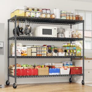 REIBII Storage Shelves 75.6" H Wire Shelving Unit with Wheels 2500LBS Heavy Duty Metal Shelves for Storage Adjustable Garage Storage Rack Pantry Shelf Commercial Shelving, 75.6" H X 55.5''W X 24" D