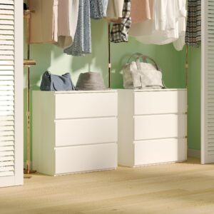 woodtalks 3 Drawer Dresser, Wood Chest Drawers with Storage for Closet, Bedroom, Living Room and Hallway, Drawers Dresser Bedside Nightstand, White