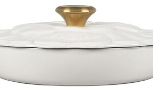 Le Creuset Signature Enameled Cast Iron Petal Braiser, 2.25qt., White w/Gold Knob