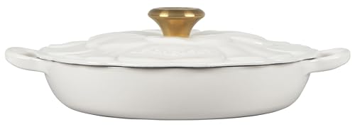 Le Creuset Signature Enameled Cast Iron Petal Braiser, 2.25qt., White w/Gold Knob