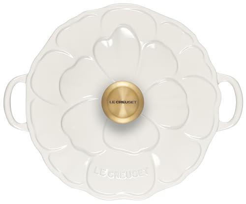 Le Creuset Signature Enameled Cast Iron Petal Braiser, 2.25qt., White w/Gold Knob