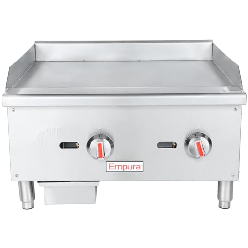 EMPURA 60" 5-Burner Countertop Gas Griddle | Flat Top Grill Hot Plate with Manual Control for Food Truck Restaurant | 150,000 BTU | 18"H x 60"W x 31"D, Stainless Steel (LP Conversion Kit Included)