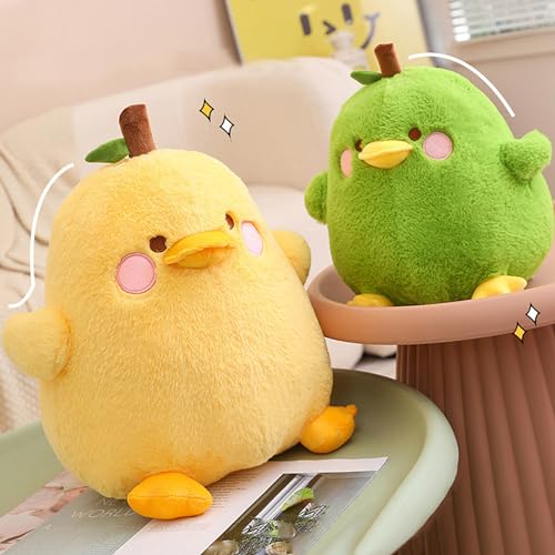 PEACH CAT Cute Fruit Pear Duck Plush Pillow Duck Stuffed Animal Toy for Kids Yellow 8"