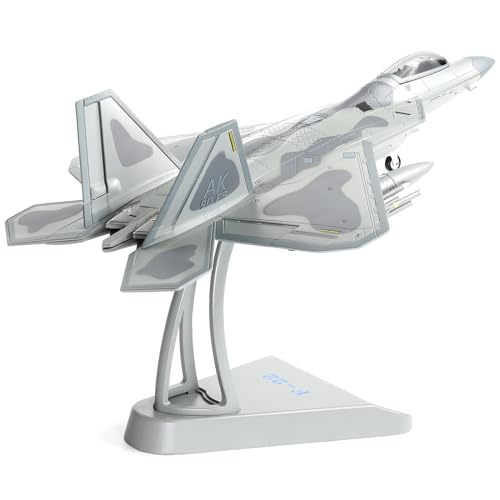 NUOTIE F22 Raptor 1/72 Diecast Metal Aircraft Model Kit USAF Fighter Jet Alloy Airplane Model with Stand for Adult Military Enthusiasts Collections or Creative Gifts (AK 90FS)