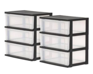 iris usa wide 3 drawer plastic storage chests 2 pack