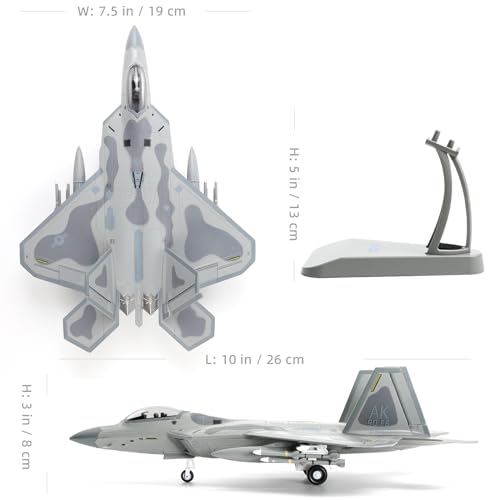 NUOTIE F22 Raptor 1/72 Diecast Metal Aircraft Model Kit USAF Fighter Jet Alloy Airplane Model with Stand for Adult Military Enthusiasts Collections or Creative Gifts (AK 90FS)