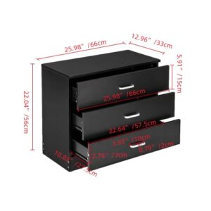 Karl home 3 Drawer Dresser for Bedroom, Small Chests of Drawers Modern Nightstand, Black Dresser Chest with 3 Storage Drawers, Dressers for Nursery, Hallway, Living Room, Closet