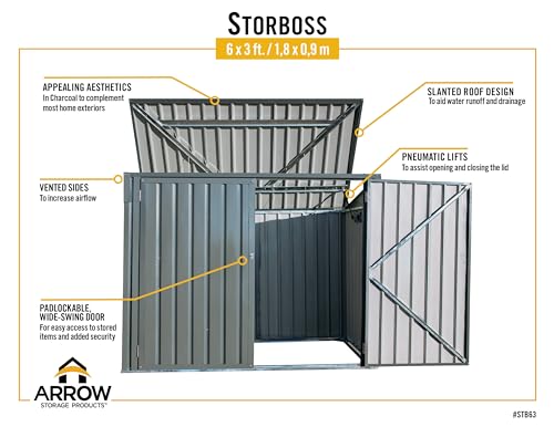 Arrow Sheds 6' x 3' Outdoor Steel Storage Shed, Grey