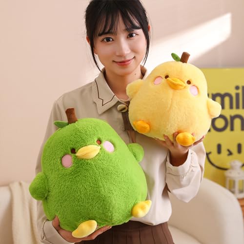 PEACH CAT Cute Fruit Pear Duck Plush Pillow Duck Stuffed Animal Toy for Kids Yellow 8"