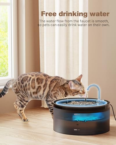 Cat Water Fountain: 108oz/3.2L Cat Fountain Super Silent Pet Water Fountain - Water Fountains for Cats Indoor - Faucet Cat Fountain - Quiet Water Pump - Suitable for Cats and Dogs - BEMOONY