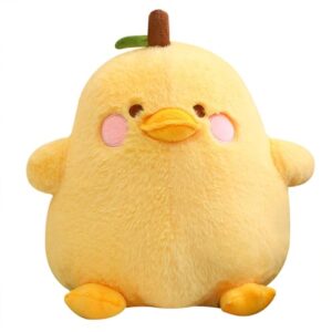 peach cat cute fruit pear duck plush pillow duck stuffed animal toy for kids yellow 8"