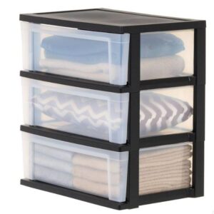 IRIS USA Wide 3 Drawer Plastic Storage Chests 2 Pack