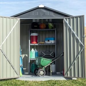 Arrow Sheds 6' x 4' Outdoor Steel Storage Shed, Tan