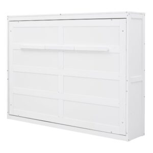 Merax Modern Farmhouse Solid Wood Murphy Bed Chest/Space Saving/Wood Slat Support/Full,White