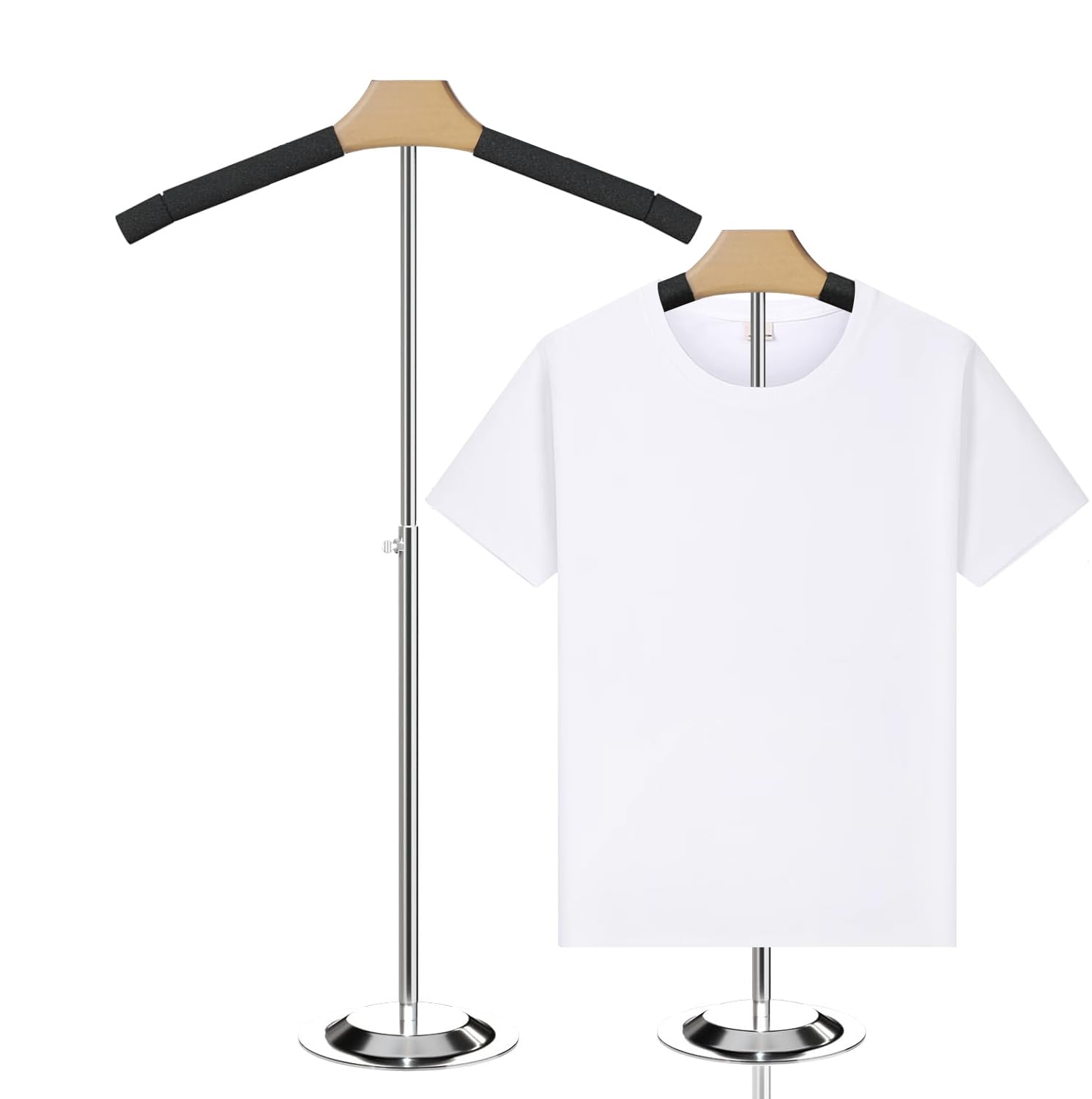 Gonoce Adjustable T Shirt Display for Adult, Flexible Shoulder Stand, Portable Hanging Metal Clothes Display, Hanger Rack for Shirt Clothing Coat Retail, Height 15.6-27.6 Inch (1Pcs Black)