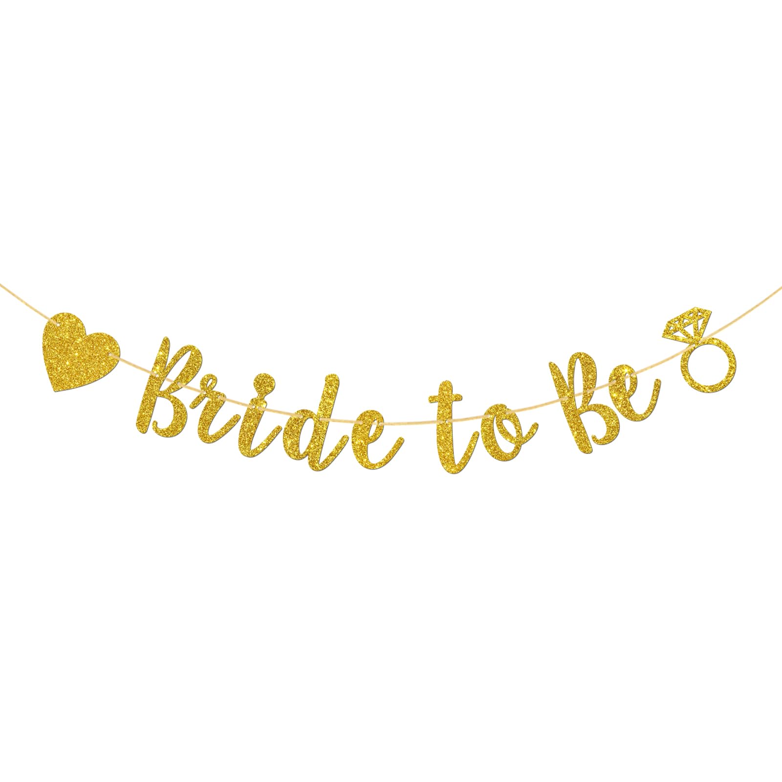 Halodete Bride to Be Banner, Mr & Mrs Wedding Banner, Bridal Shower, Engagement, Bachelorette Party Garland Bunting Decorations - Gold Glitter