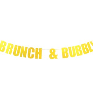 Brunch & Bubbly Banner, Bridal Shower Banner,Bubbly Bar Sign, Bachelorette Party Decor, Brunch Party Decorations Gold Glitter