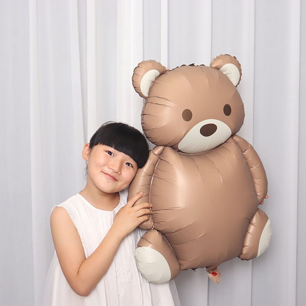 SAMOKA Large Little Bear Foil Balloons，2 PCS 35 Inch Little Bear Theme Party Supplies，Jungle Safari Theme Baby Shower Birthday Party Decorations