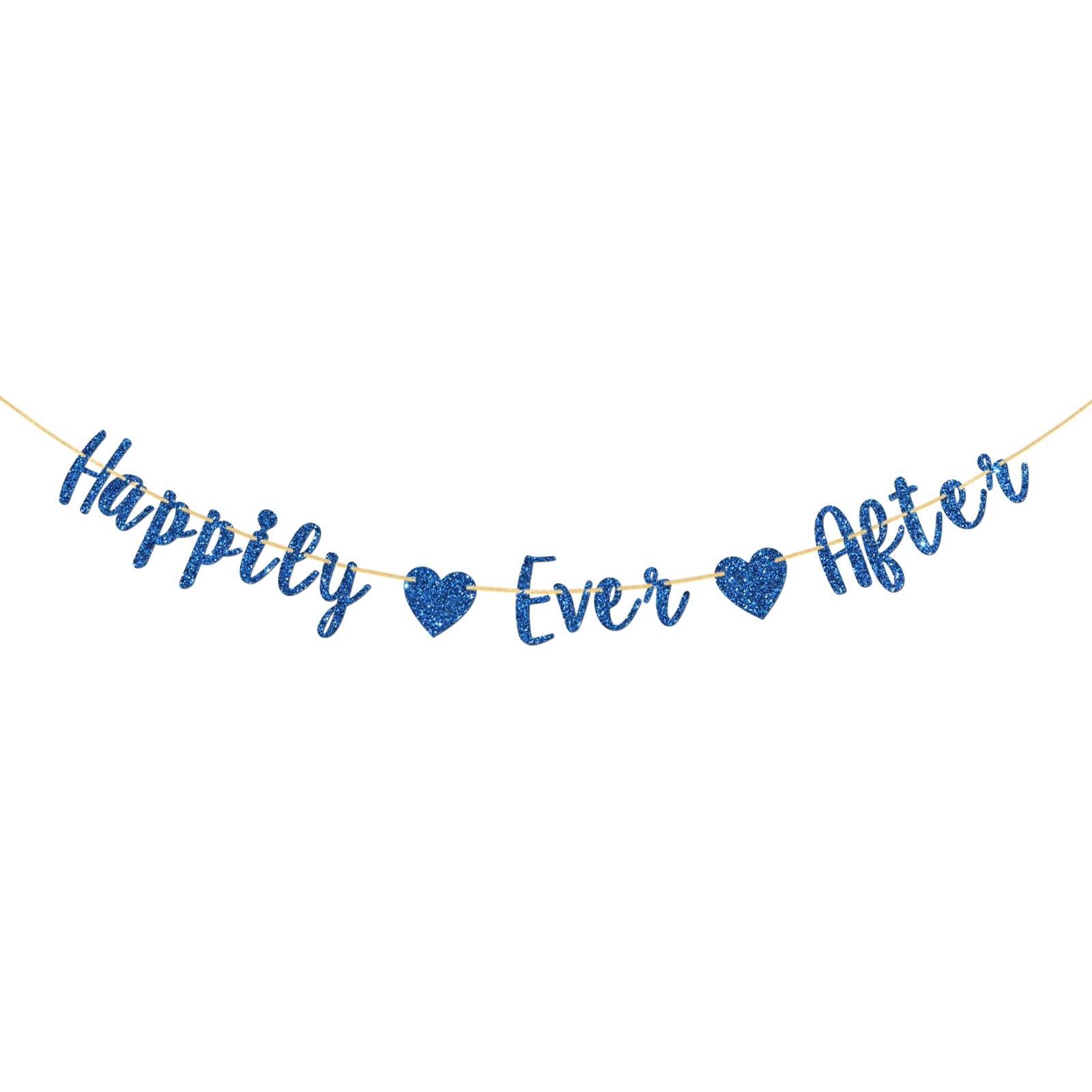 Halodete Happily Ever After Banner, Mr & Mrs Wedding Banner, Bridal Shower, Engagement, Bachelorette Party Garland Bunting Decorations - Blue Glitter