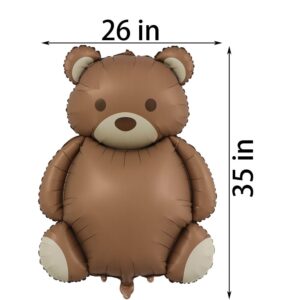 SAMOKA Large Little Bear Foil Balloons，2 PCS 35 Inch Little Bear Theme Party Supplies，Jungle Safari Theme Baby Shower Birthday Party Decorations