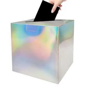 SietDESEO Card Box for Party Iridescent Card Box Raffle Box Gift Card Box Holder for Birthday Party Wedding Reception Baby Shower Bridal Shower Money Card Box